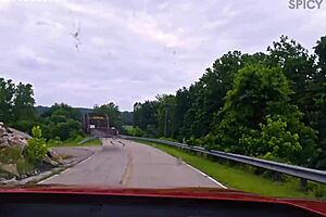 busty exhibitionist woman spotted flashing and fucked hard on abandoned bridge pov