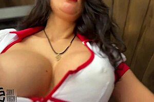 nurse brunette couldn't resist patient's monster cock cowgirl cumshot