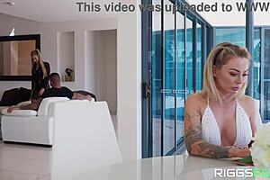 Horny Blonde Stepdaughter Isabelle Deltore Rough 3some Blowjob Lick Pussy Monster Cock Facial Slut