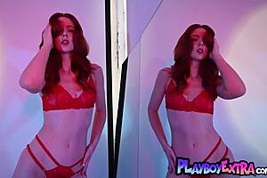 redhead milf erin o'hara strips naked flashing her hairy pussy beaver playboy style