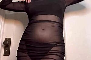 goddess ellie rowyn dances teasing in sheer black dress