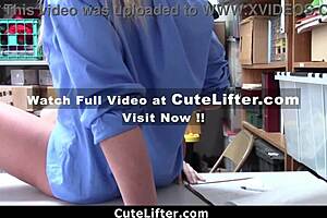 Shop Burglar Punished Hard By Cute Young Officer In Garage Custody!