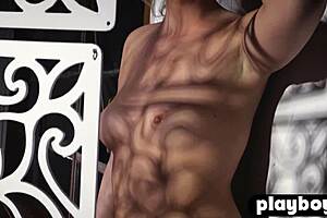 Sexy Milf Lindsay Marie Strips Lingerie For Cute Naked Playboy Poses