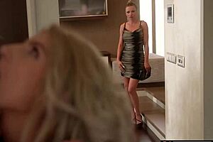 Big tits lesbian milf straps on toy for anal with blonde bff