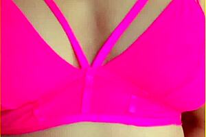 wifey flashes perfect tits in hot pink lingerie homemade