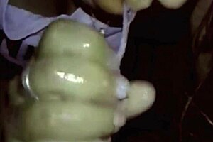 Madura latina milf chokes on cum handjob, swallows full mouth, spits and gulps endlessly