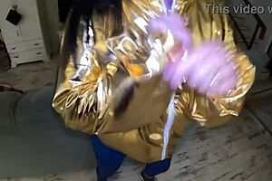 shiny cameltoe gets SPANKED hard then deepthroats double cumshots