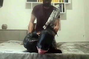 Hogtied Latina Milf Gags on Rough Face Fuck Cum Swallow