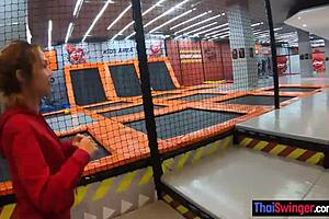 Why settle for trampoline fun when Thai milf girlfriend begs for monster cock doggy?