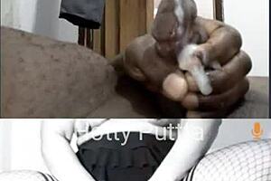 damn check this hot latina milf's shaved pussy taking massive cum tribute dildo ride