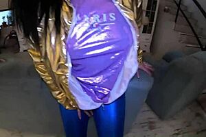 shiny cameltoe gets SPANKED hard then deepthroats double cumshots