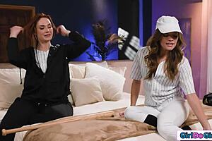 milf coach rams baseball bat deep into hairy teen pussy on field