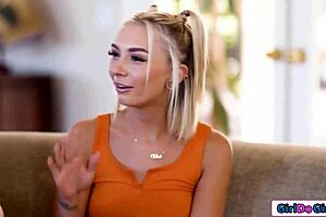 why's stepmom letting stepdaughter and gf lick her clean-shaven pussy?