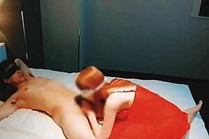 Red Sexy Lingerie Big Tits Stepsis Sucks And Rides For Cum!