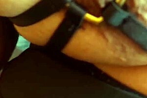 Latina milf wife flaunts huge natural tetona tits in fishnets