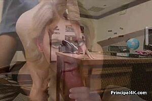 blonde milf bent over teacher's fat cock pounding 💦