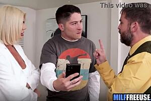 Stepson uses stepmom freely while stepdad watches close