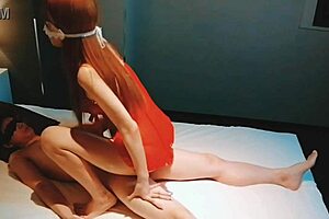 Red Sexy Lingerie Big Tits Stepsis Sucks And Rides For Cum!