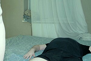 Stepmom strips panties sucks stepson's cock in hot room