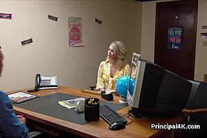 blonde milf bent over teacher's fat cock pounding 💦