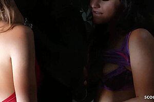 young couple grabs skinny teen for wild old young ffm creampie threesome