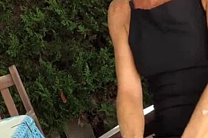 Sexy Blonde Mature Teacher Masturbates Wet Shaved Pussy Outdoors