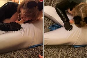 GRANNY CATWOMAN DEEPTHROATS BATMAN'S COCK!