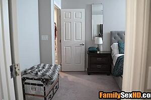 Stepdaughter sneaks stepmom's dildo for secret masturbation but gets caught by dad