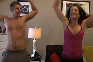 michelle le brunette milf in lingerie sucks cock then rides hard