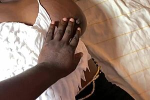 pretty african teen in skirt takes quickie pounding from old black cock