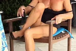 Sexy Blonde Mature Teacher Masturbates Wet Shaved Pussy Outdoors