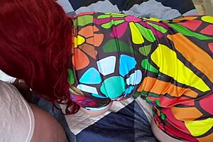 stepmom kneels waiting for stepson to approach her big natural tits