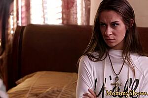 high-heeled milf grinds pussy on teen babe in hot scissoring