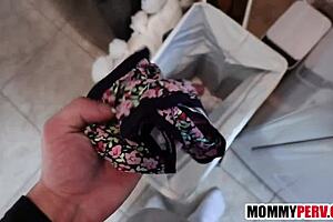 Stepmom Catches Stepson Stealing Underwear Gives POV Blowjob