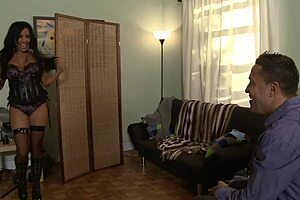 uk brunette romana ryder in lingerie takes big american cock deep