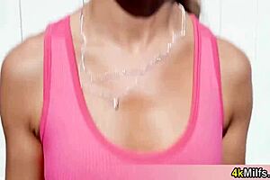 Sporty stepmom's pussy throbs hot during morning workout tease