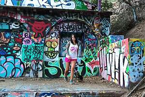 felicity feline flashes tits outdoors in slutty public compilation fun