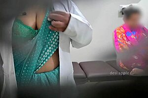 doctor jerks patient cock while mommy watches close