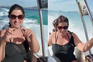 wanna join curvy stepmom flashing hairy pussy on public beach?