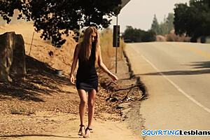 Inked beauty squirts hard fingered by hot milf babe