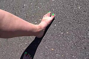 beautiful curvy milf pawg feet in heels, stockings outdoor pov fetish compilation