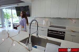 stepmom says give me your cum deep in shaved milf pussy