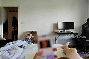 stepmom and i flash outside while husband relaxes showing his cock voyeur