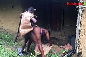 Hunter bends king's wife over outdoor for creampie ride.