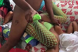 Girlfriend screams juicy tight pussy stretched by monster cock in romantic sofa missionary