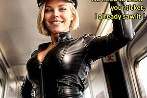 She's grabbing her ticket to ride that train in leather part 1 AI dream