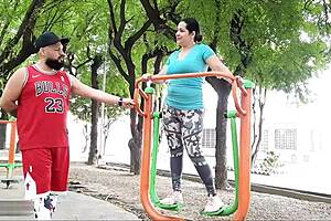 ever wonder what happens when you spot your slutty neighbor at the park begging for a fuck?