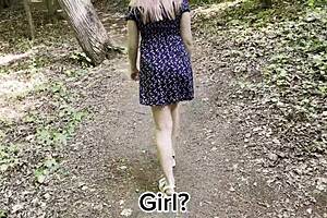 What if a petite Russian blonde milf in miniskirt met a stranger deep in the forest for public creampie?