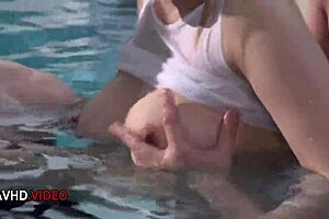 hey suzuna komiya's big tits tease before poolside japanese blowjob action