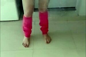 bathroom surprise: latina milf's juicy tits and ass waiting